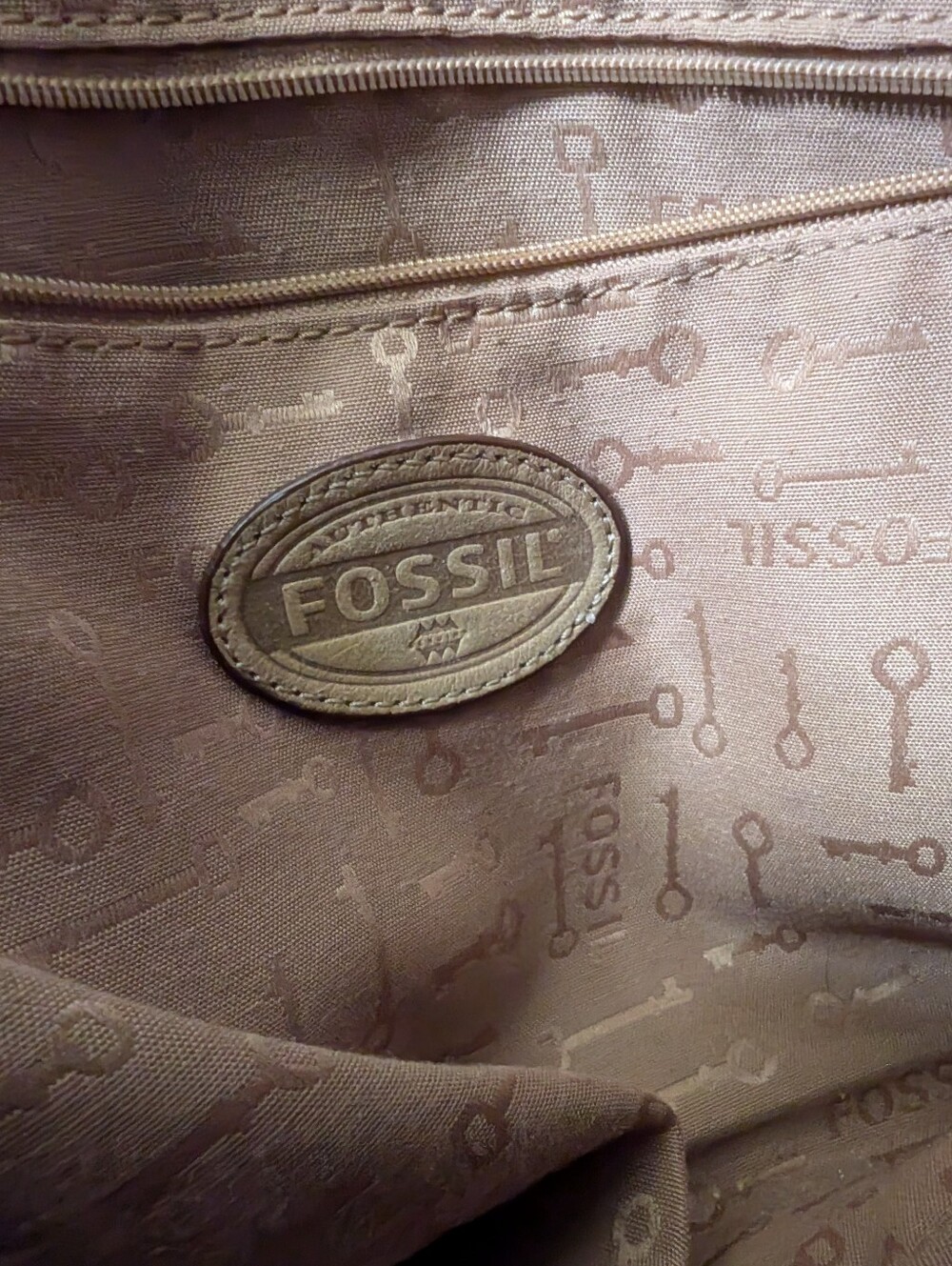 Fossil Beige Tan Leather Shoulder Bag - Picture 9 of 12